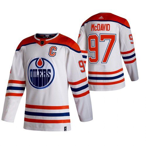 Men Edmonton Oilers 97 Mcdavid White NHL 2021 Reverse Retro jersey